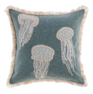 Blanc Mariclo cuscino arredo serie Vista Mare Collection con ricami ed applicazioni cm. 45x45