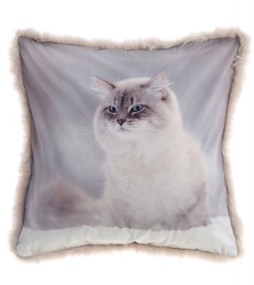 Blanc Mariclo cuscino con ecopelliccia serie Lovely Pets cm.45x45 gatto
