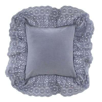 Blanc Mariclo cuscino con gale serie Tintoretto cm.45x45 colore blu avio