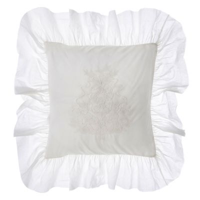 Blanc Mariclo' cuscino con gale serie White Diamond cm.50x50 colore avorio chiarissimo