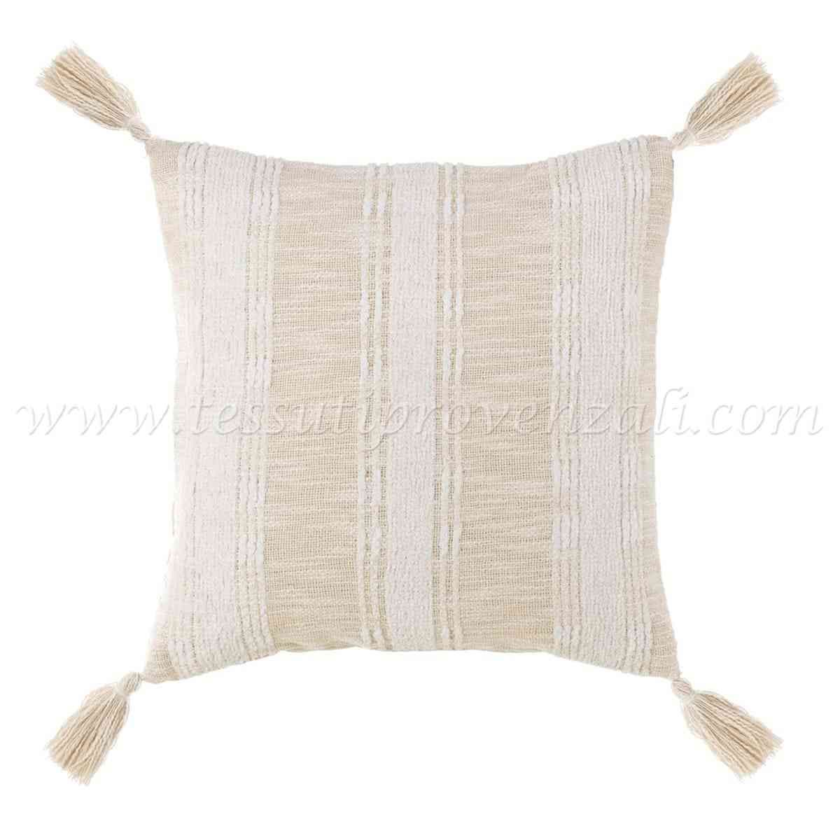 Blanc Mariclo cuscino con nappe serie Natural Soul cm.45x45 variante bianco
