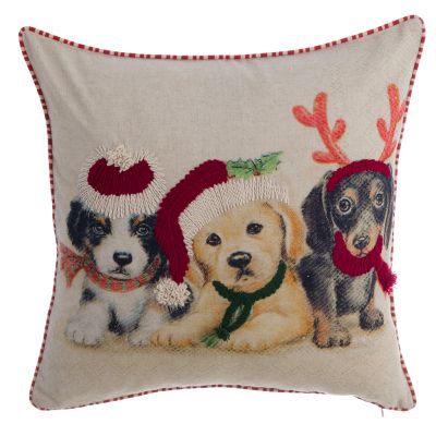 Blanc Mariclo cuscino con ricami serie Xmas Pets cm. 45x45