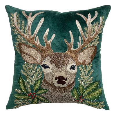 Blanc Mariclo cuscino con ricamo renna serie Xmas Chic cm.45x45