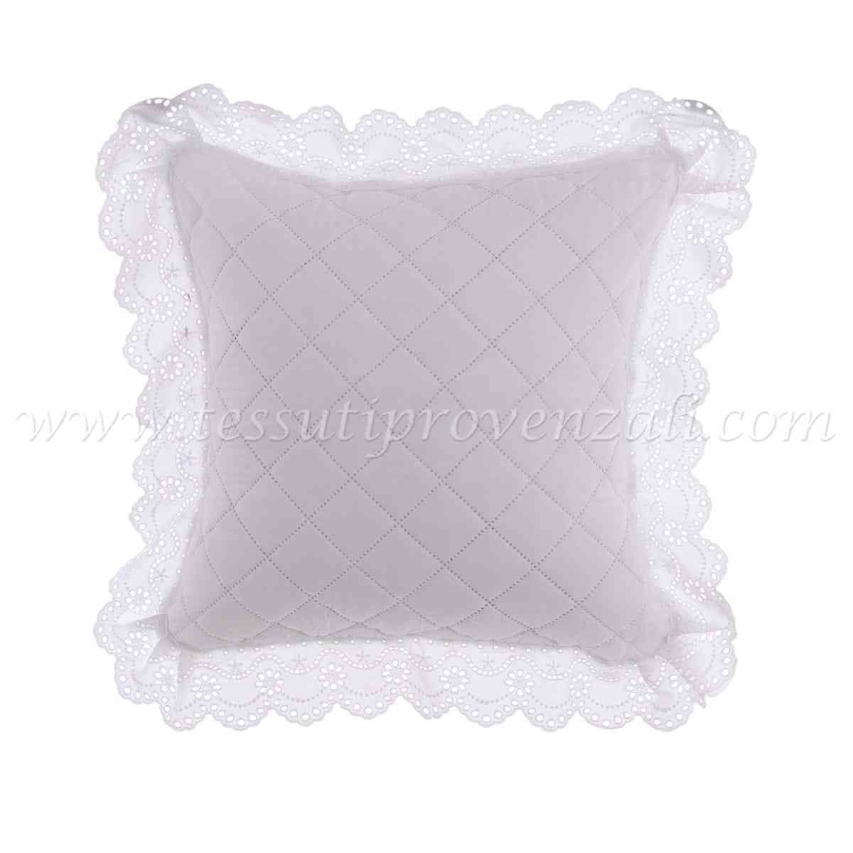 Blanc Mariclo cuscino con volant serie Estate di Sangallo cm. 45x45 colore bianco