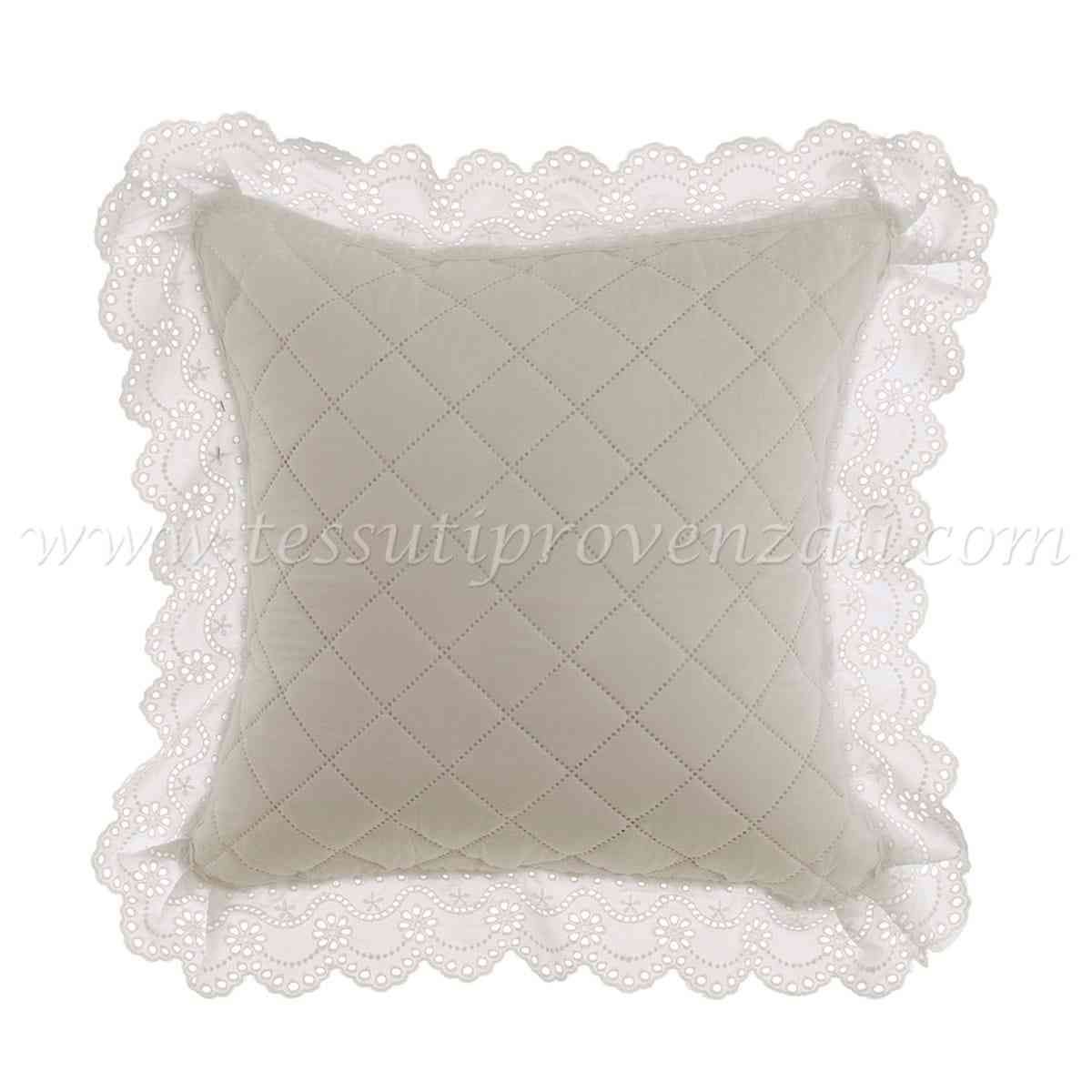 Blanc Mariclo cuscino con volant serie Estate di Sangallo cm. 45x45 colore naturale