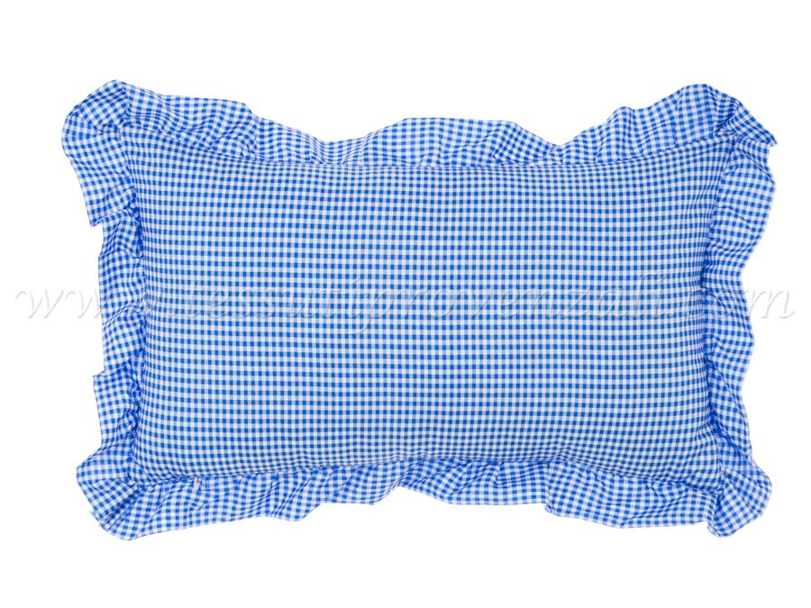 Blanc Mariclo cuscino con volant serie Sogno Vichy colore azzurro cm.30x50