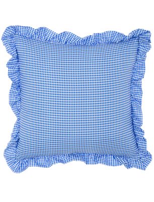 Blanc Mariclo cuscino con volant serie Sogno Vichy colore azzurro cm.45x45