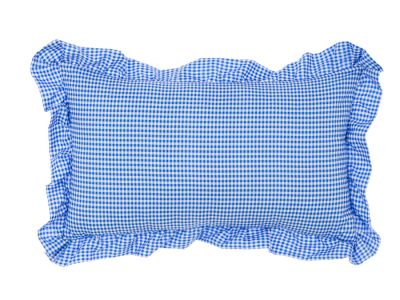 Blanc Mariclo cuscino con volant serie Sogno Vichy colore azzurro cm.30x50
