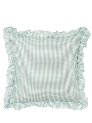 Blanc Mariclo cuscino con volant serie Sogno Vichy colore verde cm.45x45