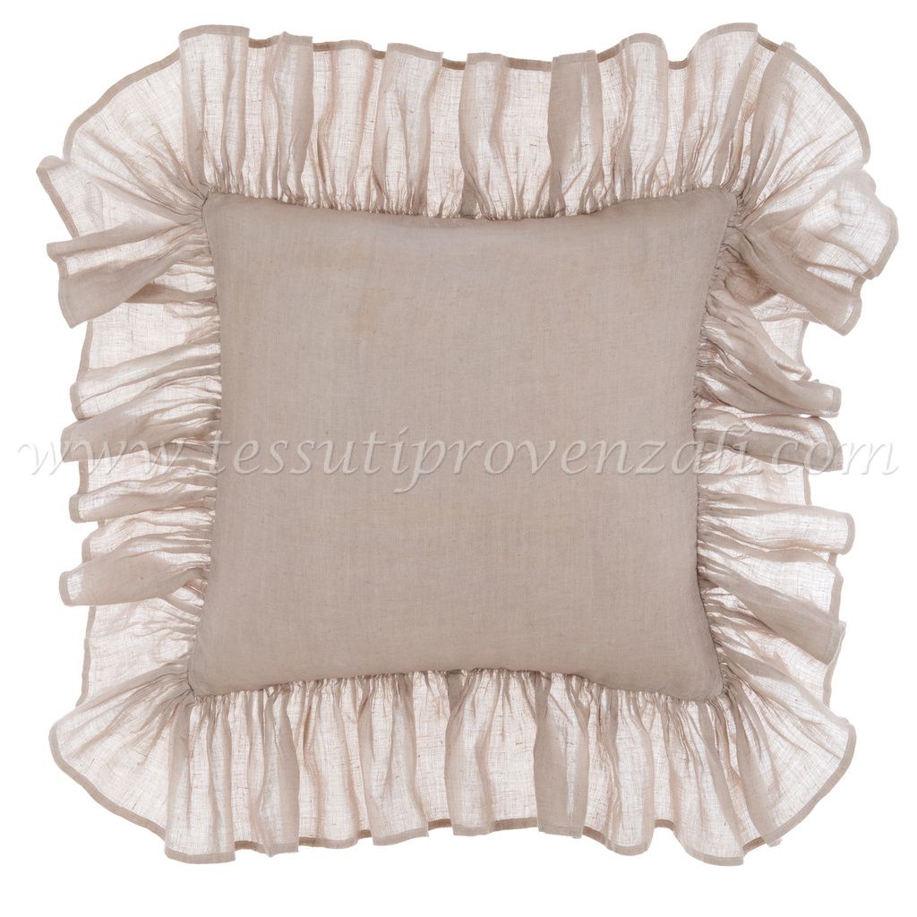 Blanc Mariclo cuscino in lino con gale serie Dentelle cm.45x45 colore ecrù