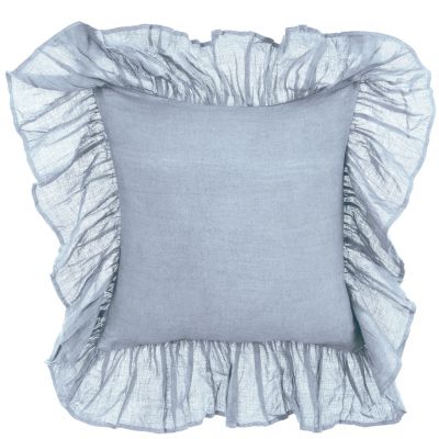 Blanc Mariclo cuscino in lino con gale serie Dentelle cm.45x45 colore azzurro