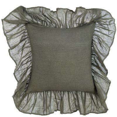 Blanc Mariclo cuscino in lino con gale serie Dentelle cm.45x45 colore verde