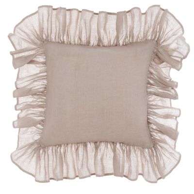 Blanc Mariclo cuscino in lino con gale serie Dentelle cm.45x45 colore ecrù