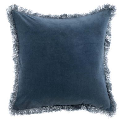 Blanc Mariclo cuscino in velluto con frange serie Bouquet colore azzurro