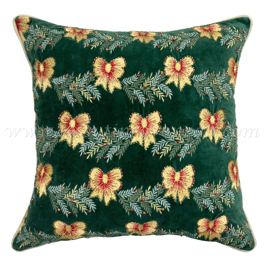 Blanc Mariclo cuscino in velluto con ricami serie Xmas Chic cm. 45x45