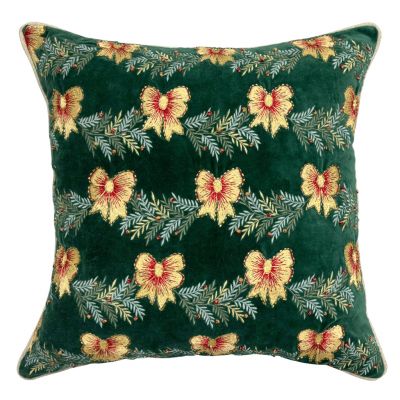 Blanc Mariclo cuscino in velluto con ricami serie Xmas Chic cm. 45x45