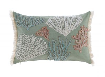 Blanc Mariclo cuscino rettangolare serie Vista Mare Collection con ricami e applicazioni cm. 35x50
