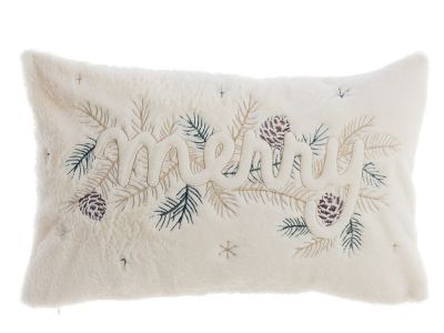Blanc Mariclo cuscino ricamato con ecopelliccia Merry cm.30x50