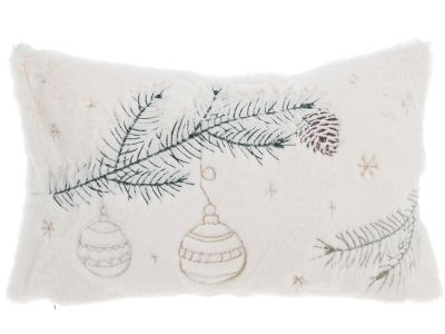 Blanc Mariclo cuscino ricamato con ecopelliccia cm.30x50