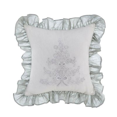 Blanc Mariclo cuscino ricamato in misto lino serie Dentelle cm.45x45