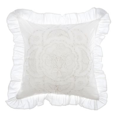 Blanc Mariclo cuscino son ricami serie Ricami di Cotone cm. 45x45