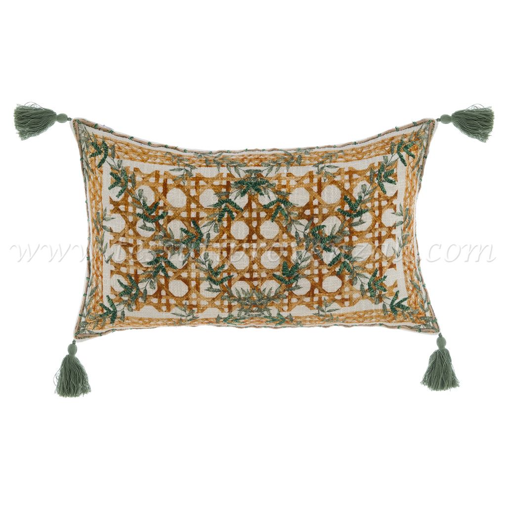 Blanc Mariclo cuscino stampato e ricamato serie Palmeraie cm.30x50
