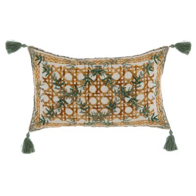 Blanc Mariclo cuscino stampato e ricamato serie Palmeraie cm.30x50