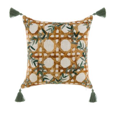 Blanc Mariclo cuscino stampato e ricamato serie Palmeraie cm.45x45