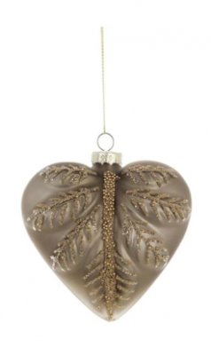 Blanc Mariclo decorazione a forma di cuore in vetro colore tortora