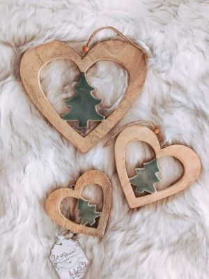 Blanc Mariclo decoro da appendere cuore con albero Agrifoglio Collection misura grande cm.20x18 h.