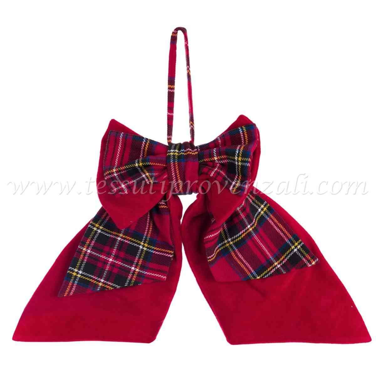 Blanc Mariclo' decoro fiocco porta tartan rosso serie Madison Avenue cm.25x40 h.