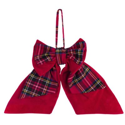 Blanc Mariclo' decoro fiocco porta tartan rosso serie Madison Avenue cm.25x40 h.