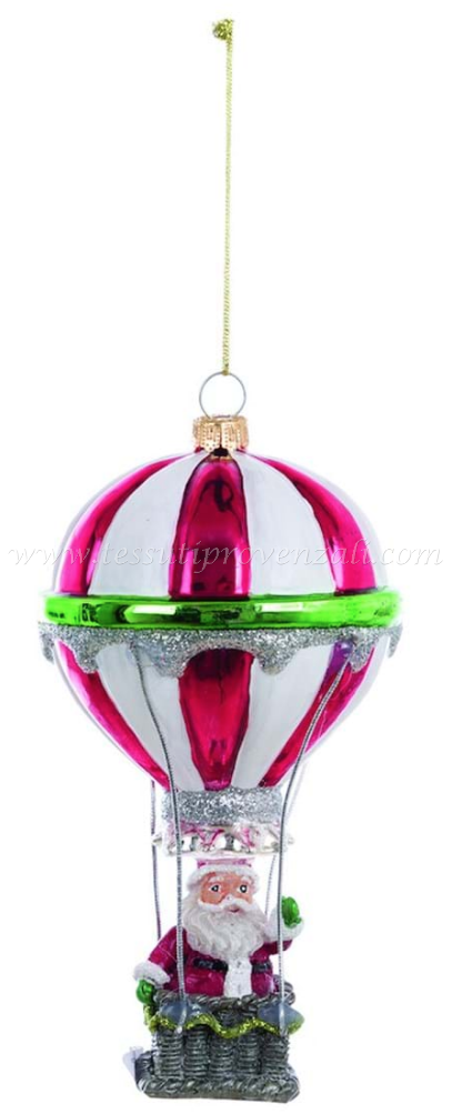 Blanc Mariclò decoro mongolfiera con Babbo Natale vetro h. 14 variante 1