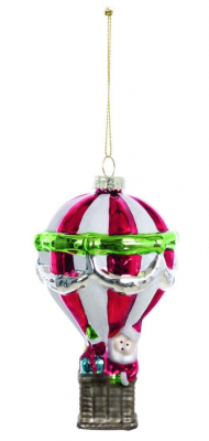 Blanc Mariclò decoro mongolfiera con Babbo Natale vetro h. 14 variante 2