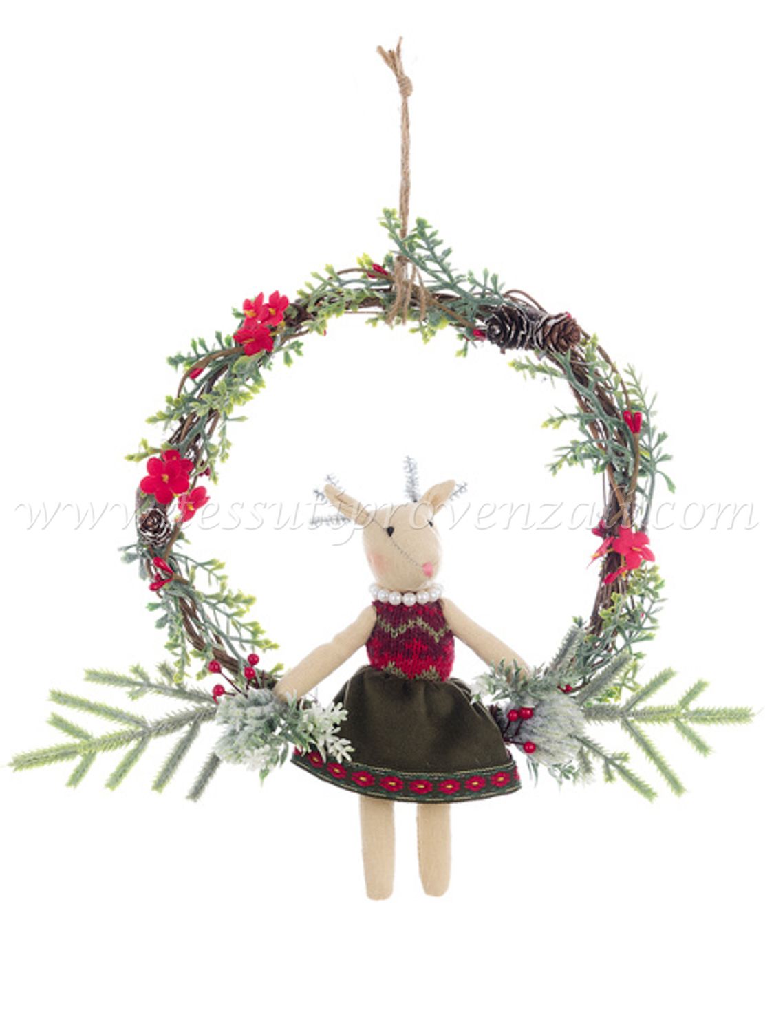 Blanc Mariclo ghirlanda con decorazione cerva diametro cm.30