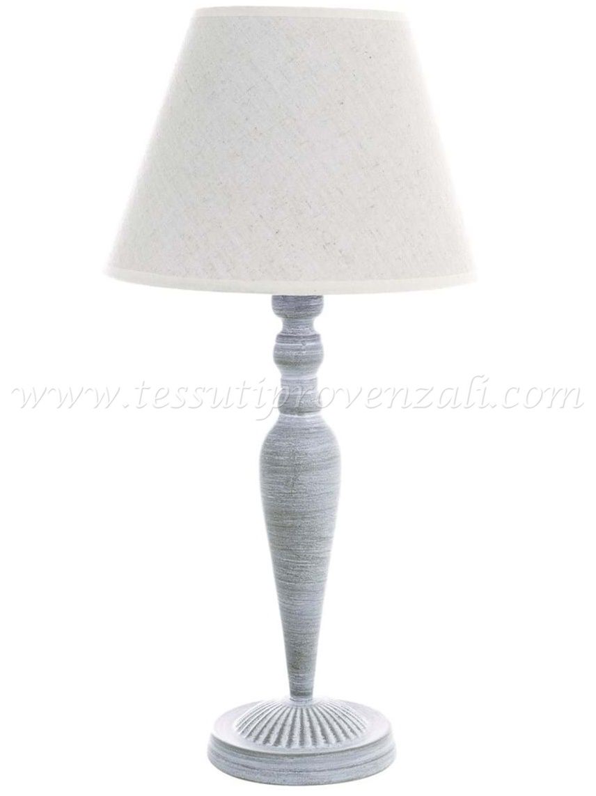Blanc Mariclo' lampada completa cappello in lino shabby chic serie Augusta altezza cm. 51