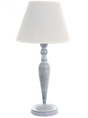 Blanc Mariclo' lampada completa cappello in lino shabby chic serie Augusta altezza cm. 51