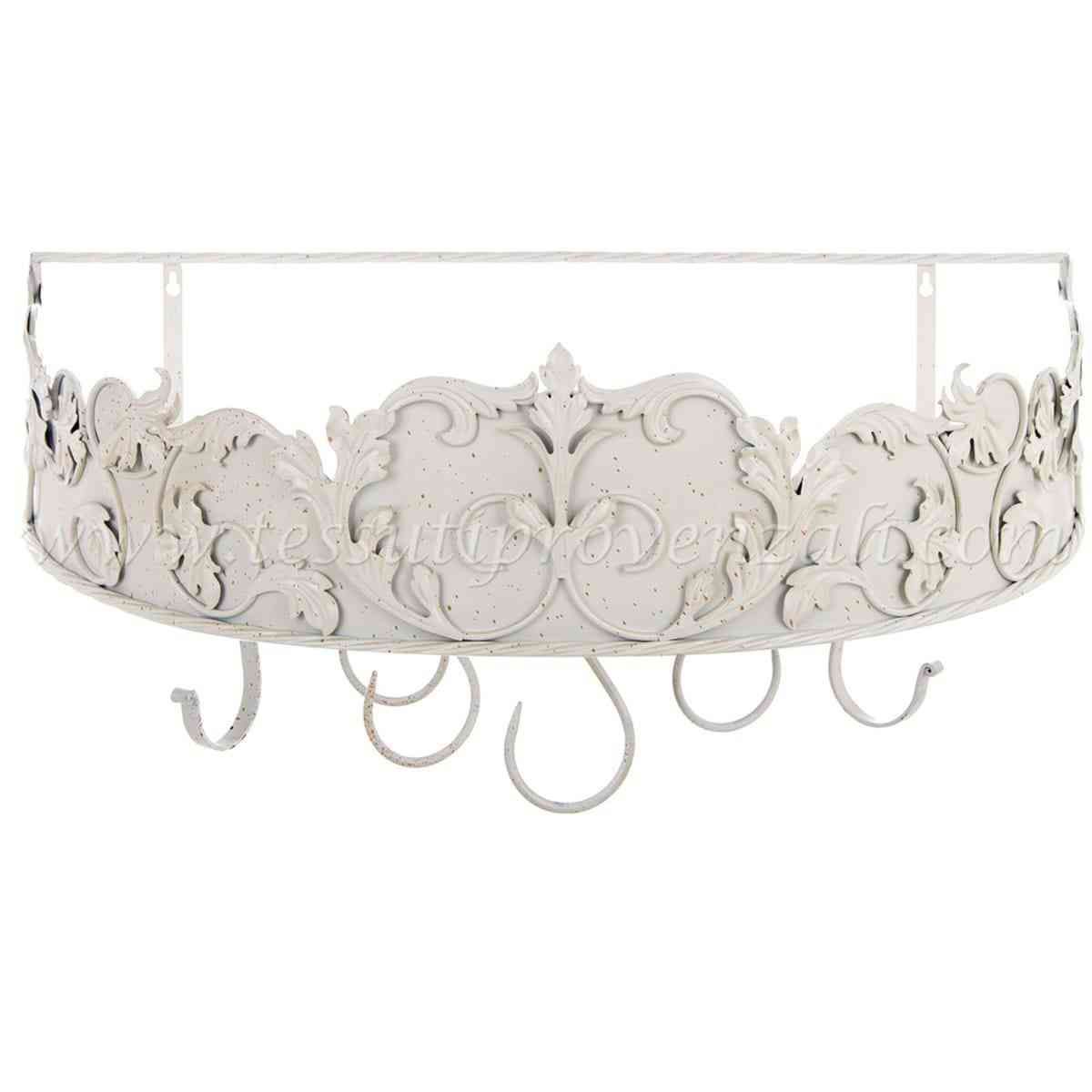 Blanc Mariclo mensola porta oggetti con ganci serie Curly Collection