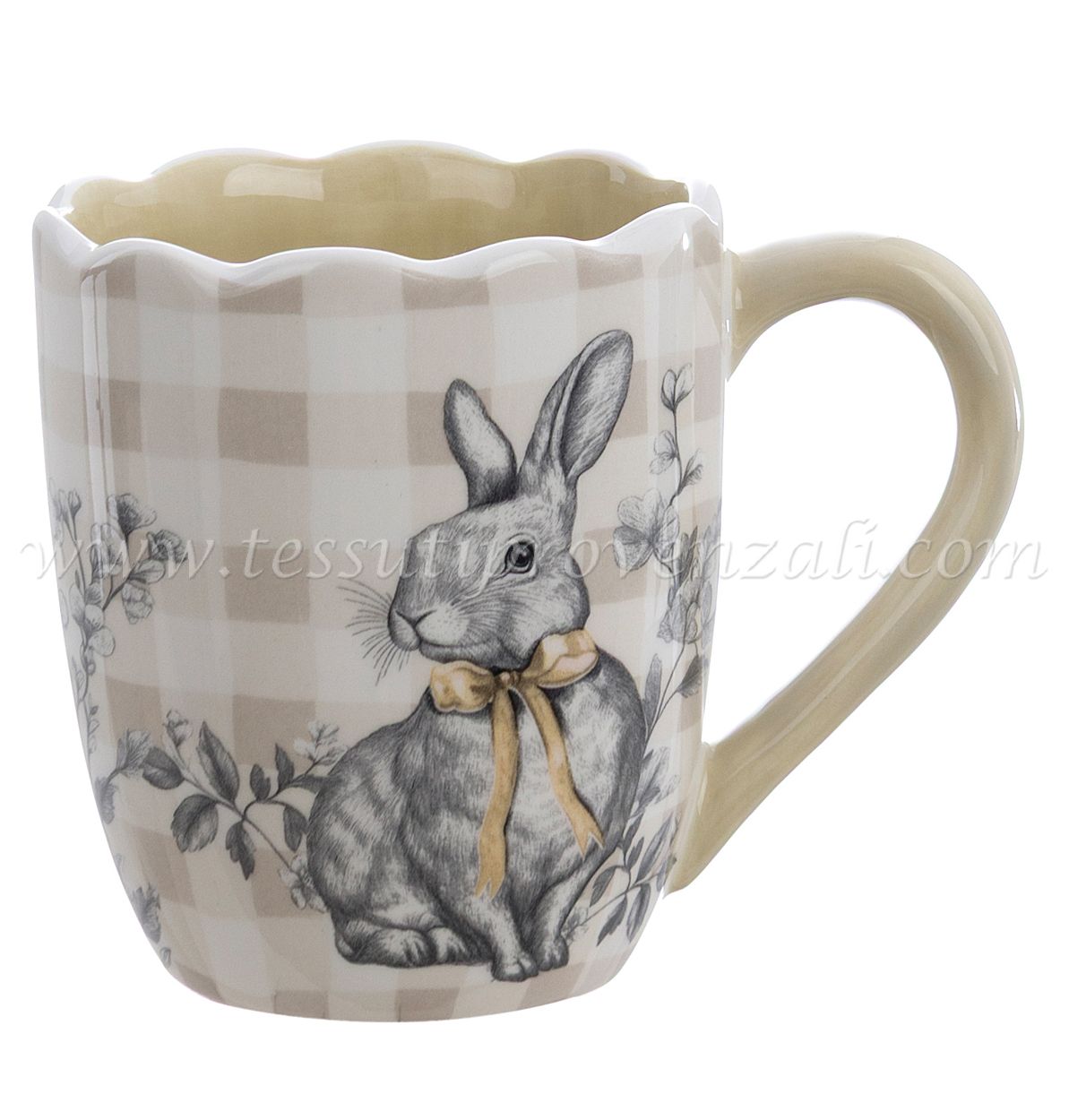 Blanc Mariclo mug serie Vichy collection con coniglio variante beige