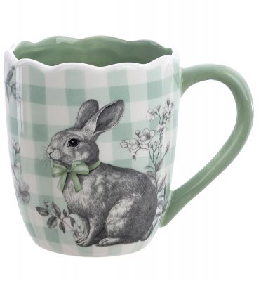 Blanc Mariclo mug serie Vichy collection con coniglio variante verdeacqua
