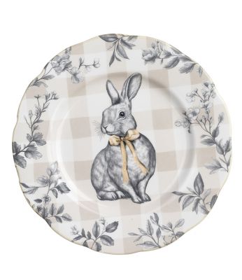 Blanc Mariclo piattino con coniglio serie Vichy collection variante beige