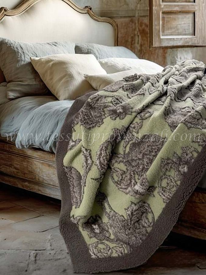 Blanc Mariclo plaid in lana cotta serie Incanto Salvia cm. 160x200