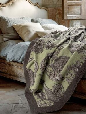 Blanc Mariclo plaid in lana cotta serie Incanto Salvia cm. 160x200