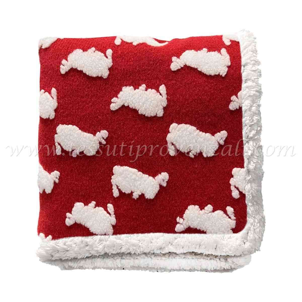 Blanc Mariclo plaid sherpa jacquard con coniglietti super caldo cm. 127x152