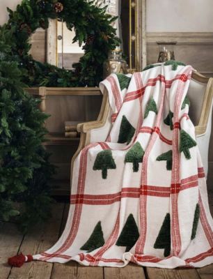 Blanc Mariclo plaid / telo copritutto con ricamo alberi cm. 130x150