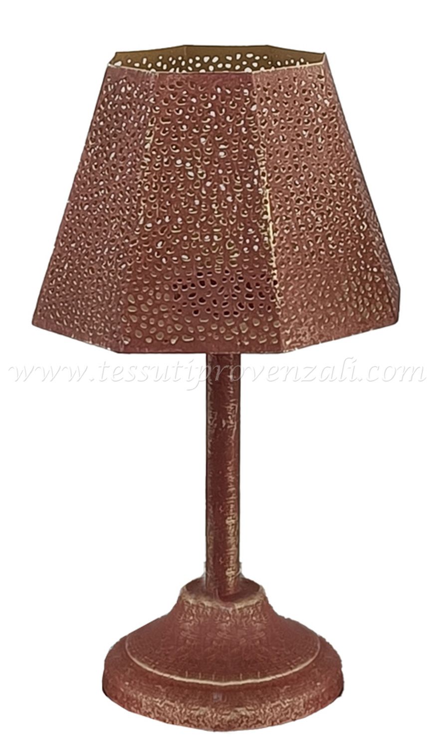 Blanc Mariclo porta candela in metallo a forma di abatjour serie Borgo Antico altezza cm.18 colore rosso mattone