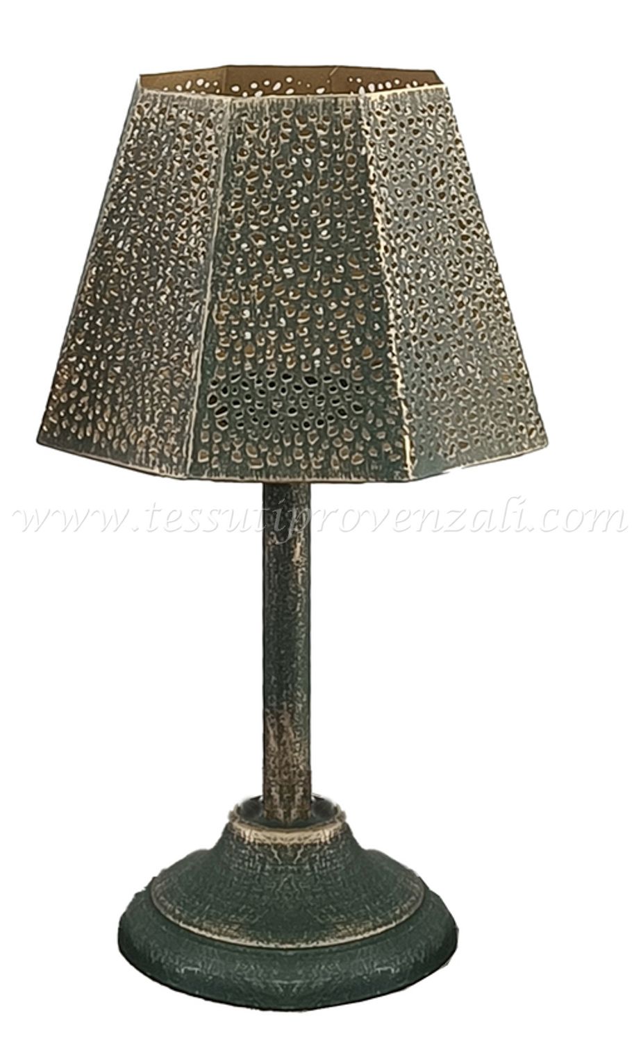 Blanc Mariclo porta candela in metallo a forma di abatjour serie Borgo Antico altezza cm.25 colore verde