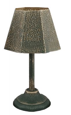Blanc Mariclo porta candela in metallo a forma di abatjour serie Borgo Antico altezza cm.25 colore verde