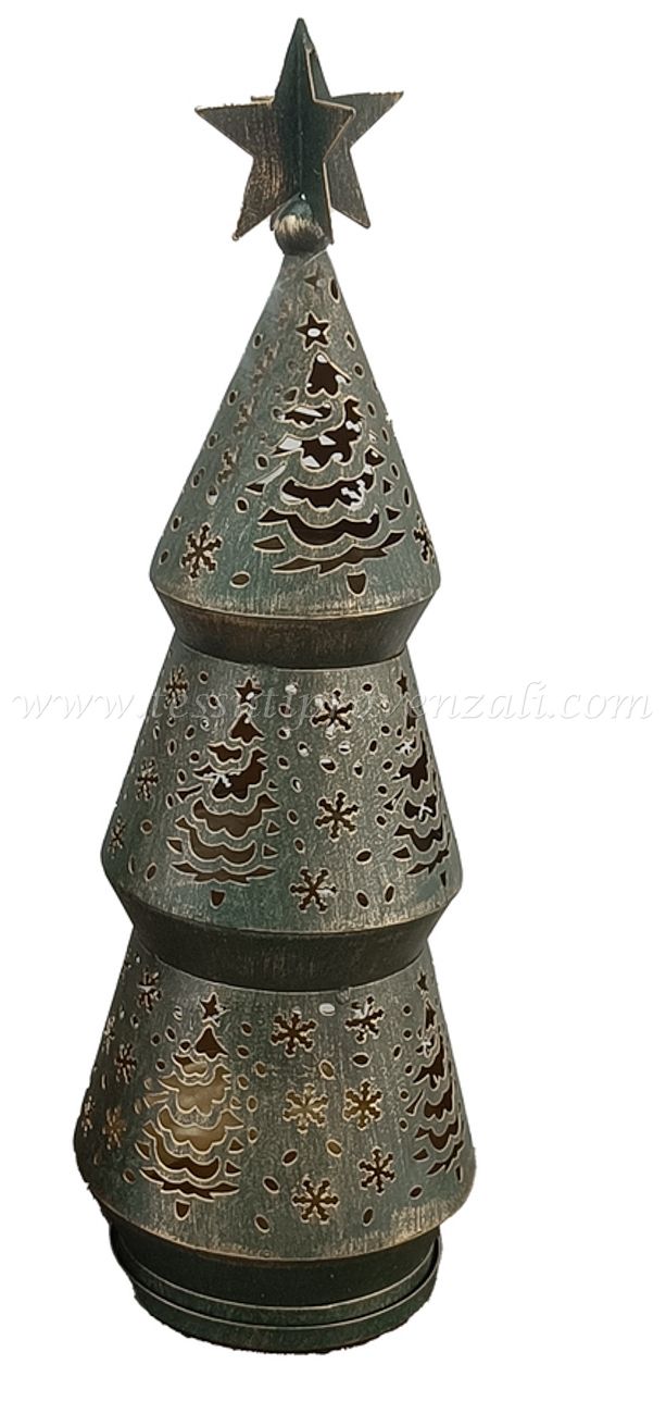 Blanc Mariclo porta candela in metallo a forma di albero serie Borgo Antico altezza cm.45 colore verde