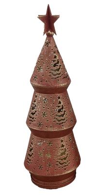 Blanc Mariclo porta candela in metallo a forma di albero serie Borgo Antico altezza cm.45 colore rosso mattone